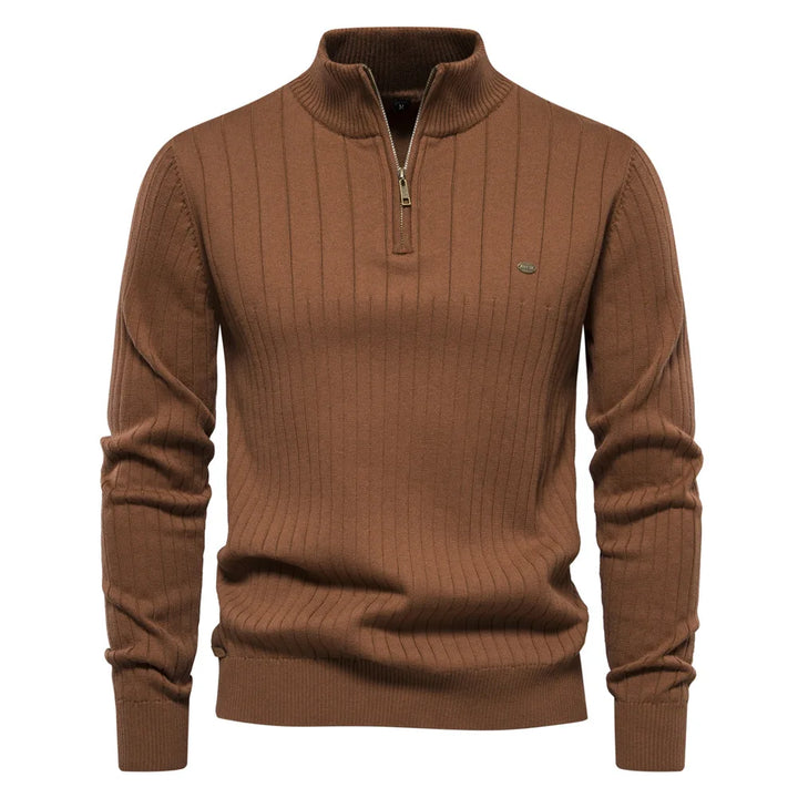 Levoire | Pull Homme Tendance Avec Col Haut Et Fermeture Éclair Braun