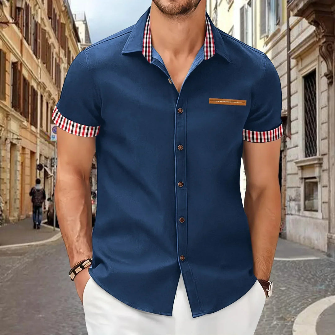 Levoire | Chemise Confortable À Manches Courtes D'Été Décontractée Bleu marine