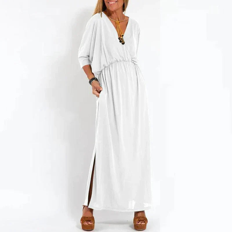 Levoire | Robe Longue Avec Fente Latérale Et Ceinture À La Taille Blanc