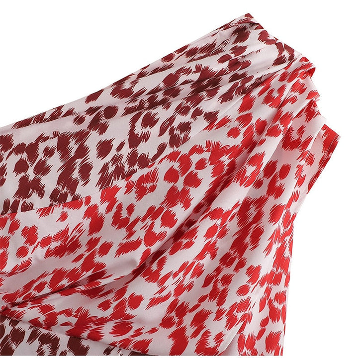 Levoire | Motif Léopard Robe Mini À Une Épaule Sans Manches