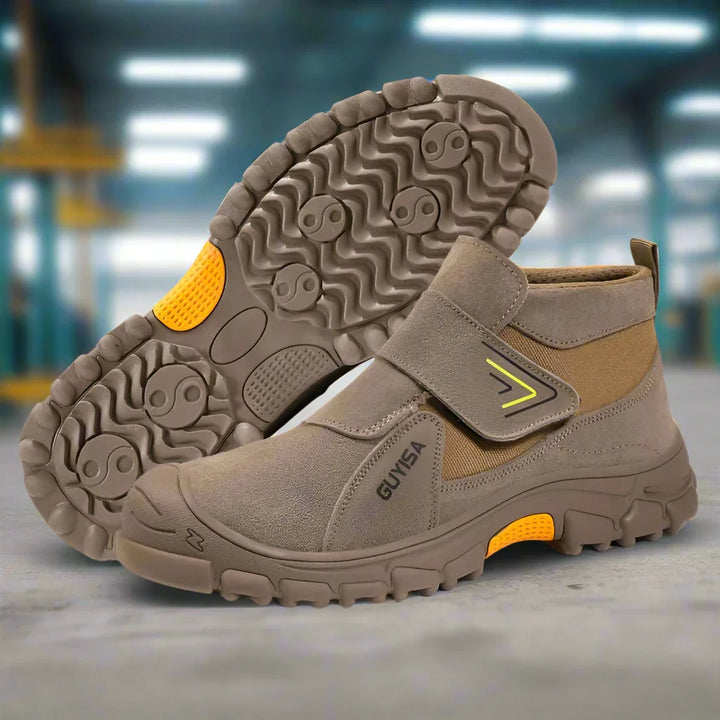 Levoire | Chaussures De Sécurité Ergonomiques À Scratch Pour Pieds Larges Avec Embout En Acier Khaki