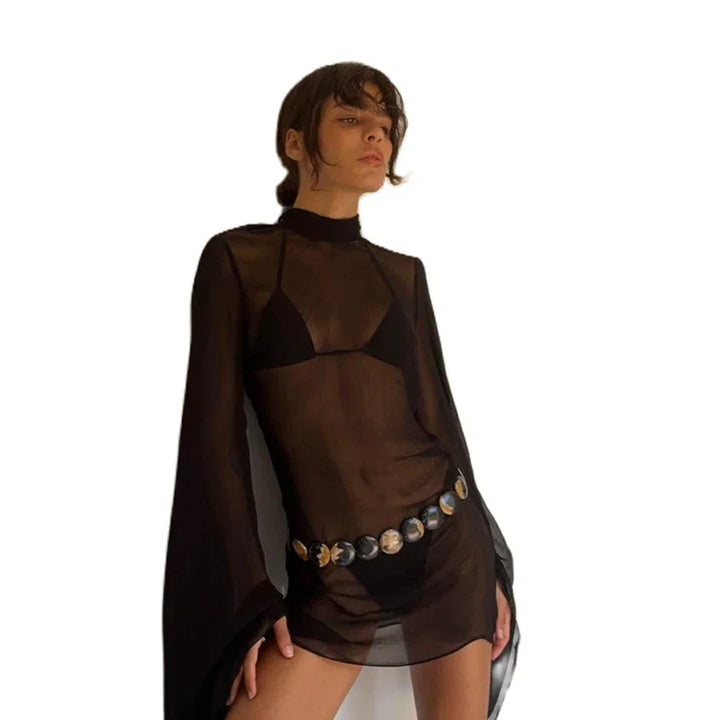 Levoire | Robe Longue À Manches Longues Évasée Noire Noir