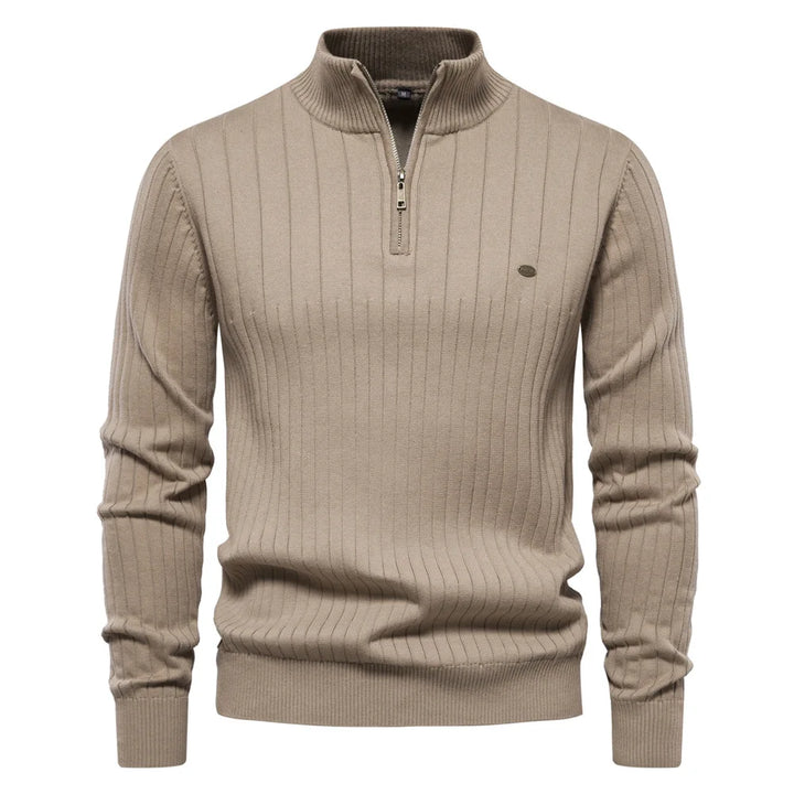 Levoire | Pull Homme Tendance Avec Col Haut Et Fermeture Éclair Khaki