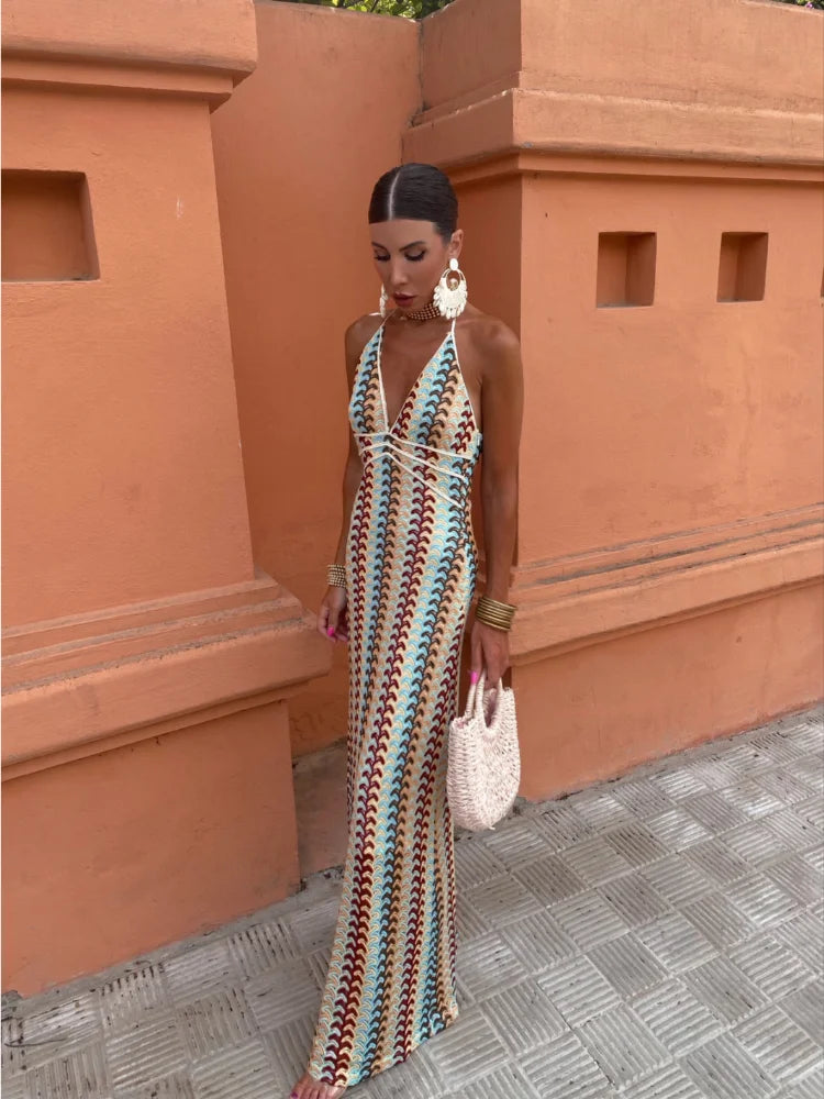 Levoire | Robe Imprimée Élégante À Col En V Pour - Femmes - Maxi