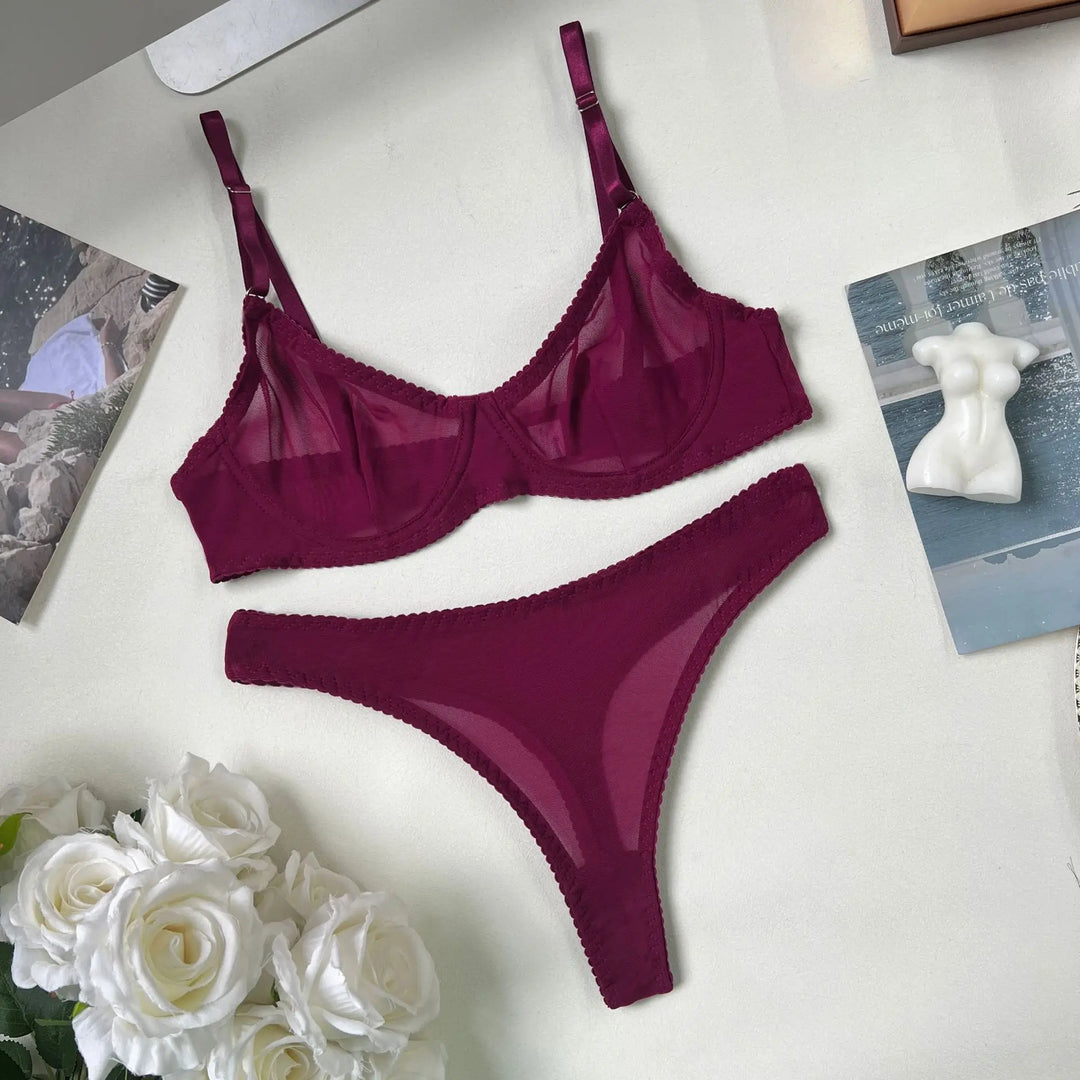 Levoire | Lingerie Entièrement Transparente Bordeaux