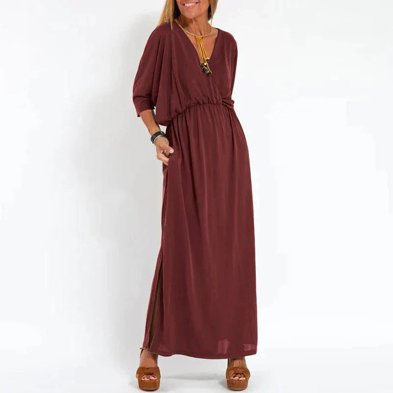 Levoire | Robe Longue Avec Fente Latérale Et Ceinture À La Taille Rot