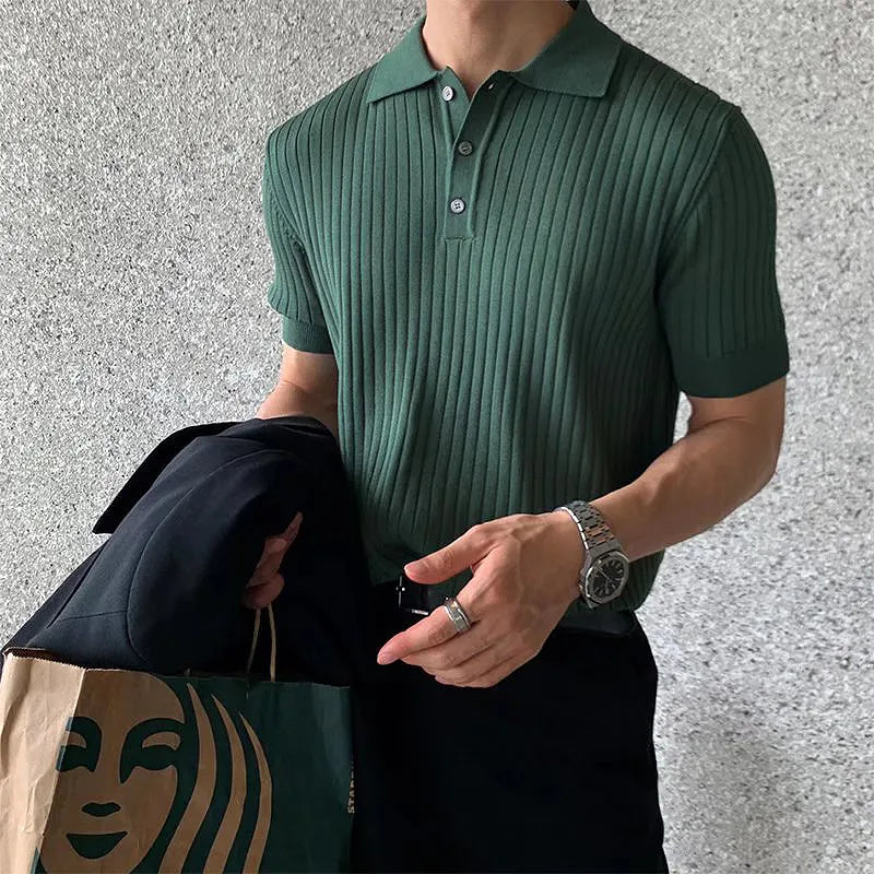 Levoire | Luxe Retro Tricot T-Shirt À Manches Courtes Vert