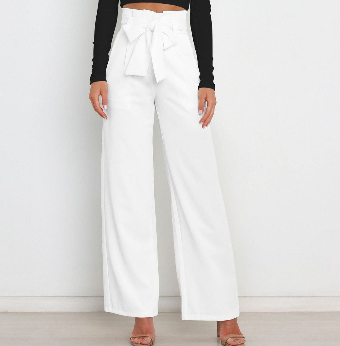 Levoire | Pantalon Large Taille Haute Pour Femmes Blanc