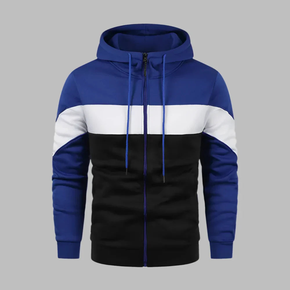 Levoire | Sweat À Capuche Confortable Pour Hommes Avec Fermeture Éclair Bleu