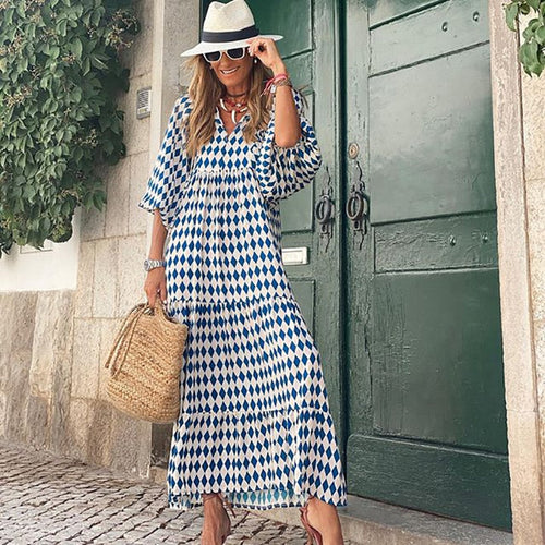 Levoire | Robe Bohème À Encolure En V Avec Manches Bouffantes