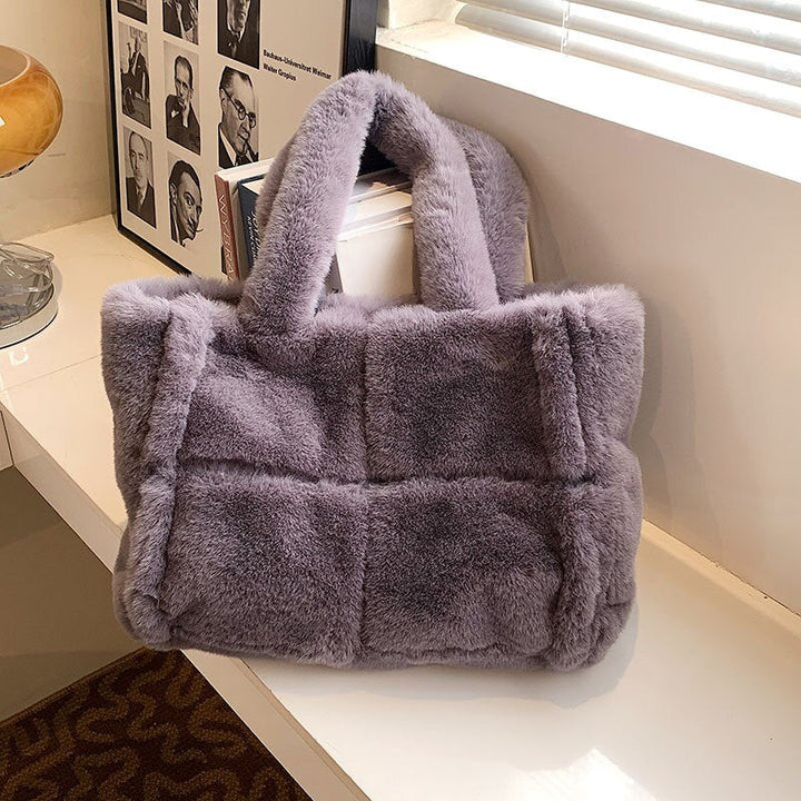 Levoire | Sac À Main En Peluche Pipe - Un Sac À Main Pour Femme Confortable Et Hivernal Gris