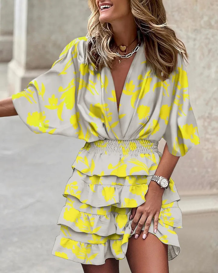 Levoire | Robe Mini Chic Avec Image jaune
