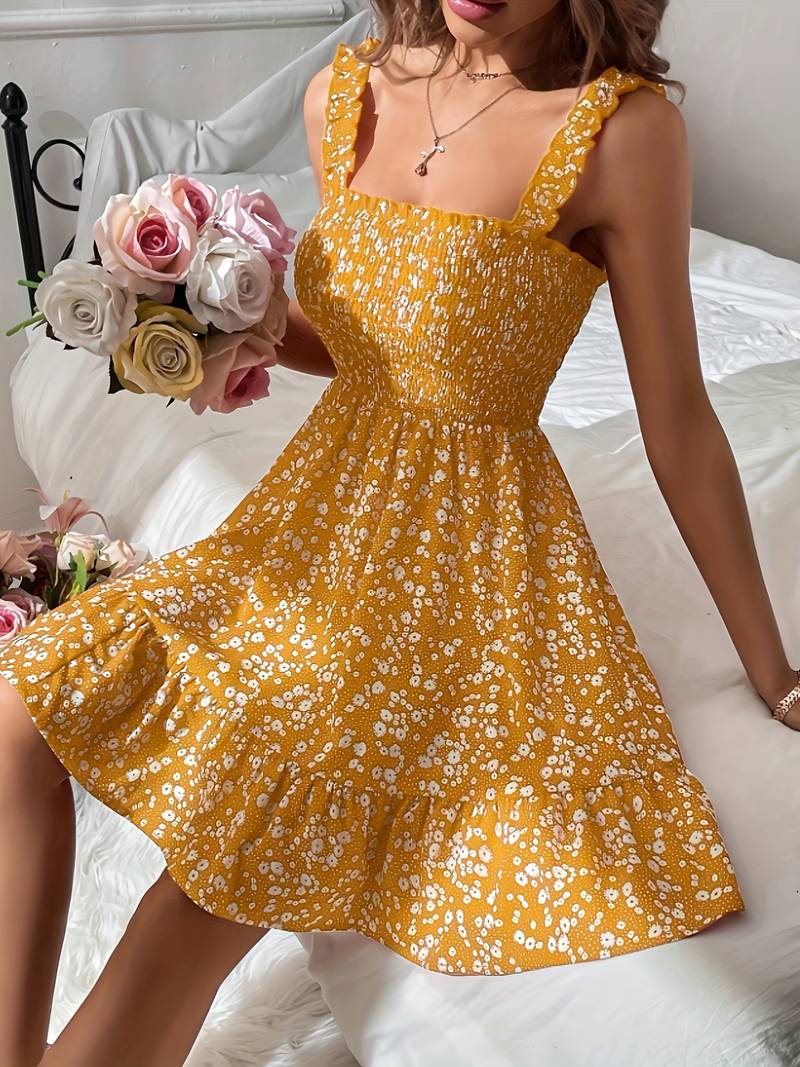 Levoire | Robe Débardeur Dos Nu Avec Bord Froncé Jaune