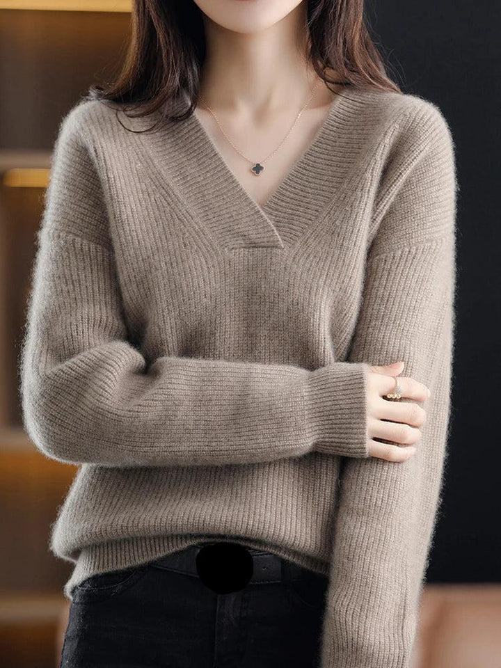 Levoire | Pull À Col V Pour Femmes Kaki