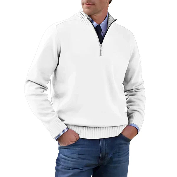 Levoire | Pullover Zip Élégant Blanc