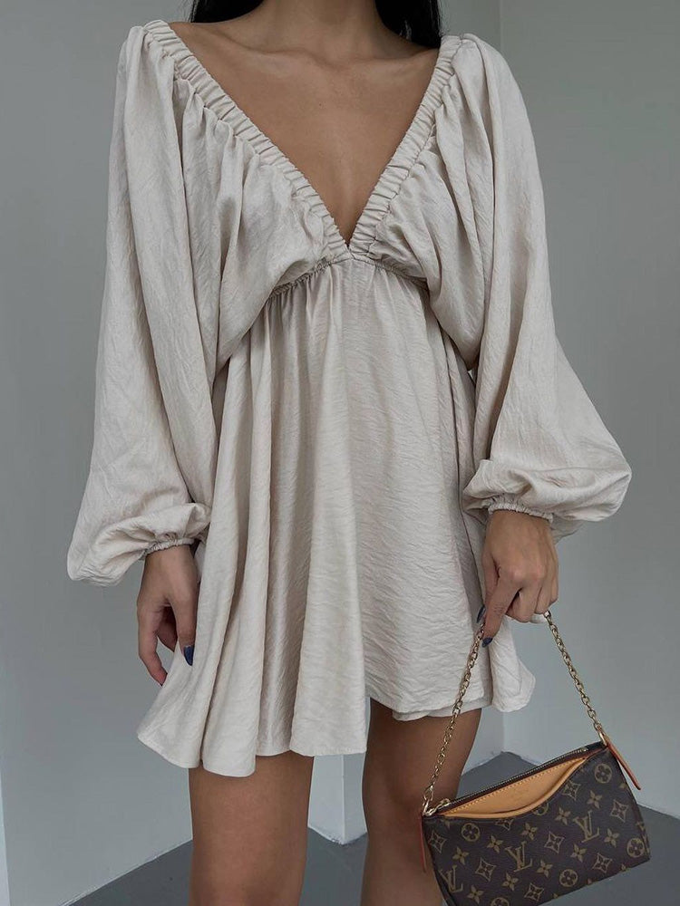 Levoire | Robe D'Été Élégante À Manches Longues Beige