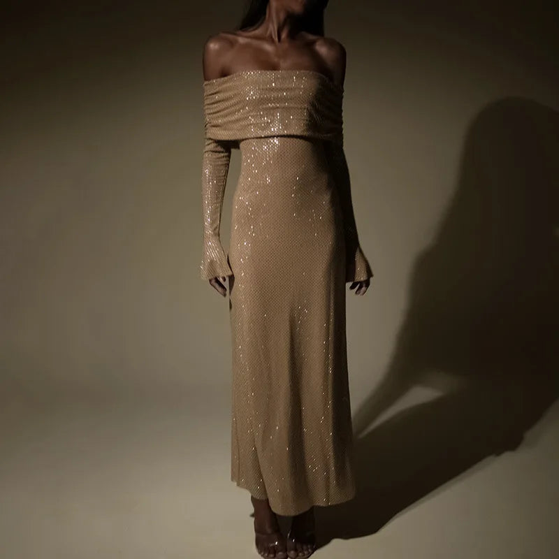 Levoire | Robe à paillettes élégante Twilight Kaki