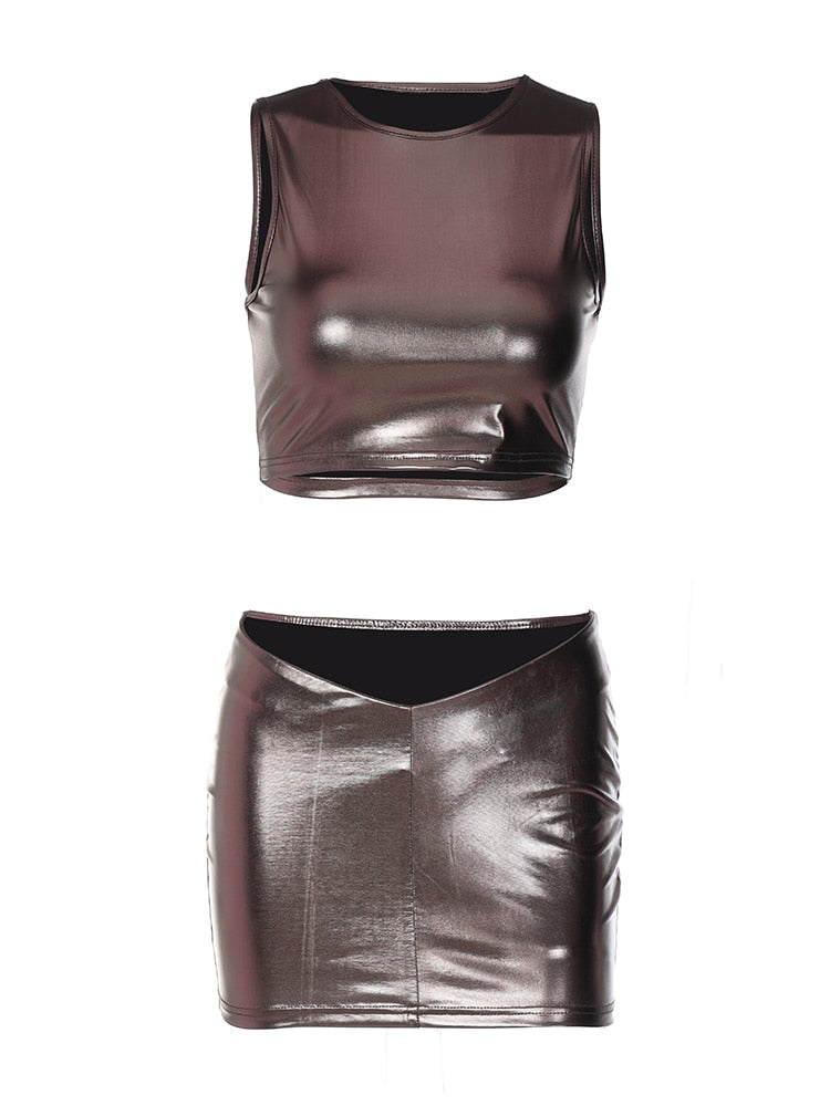 Levoire | Metallic Tops & Mini Skirt Set