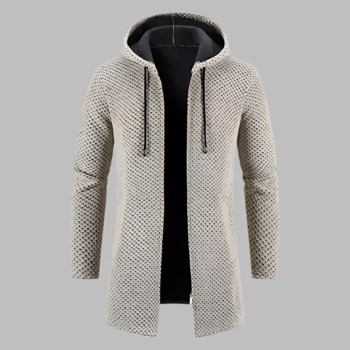 Levoire | Pull À Capuche Pour Hommes Avec Coupe Longue Et Fermeture Éclair Beige