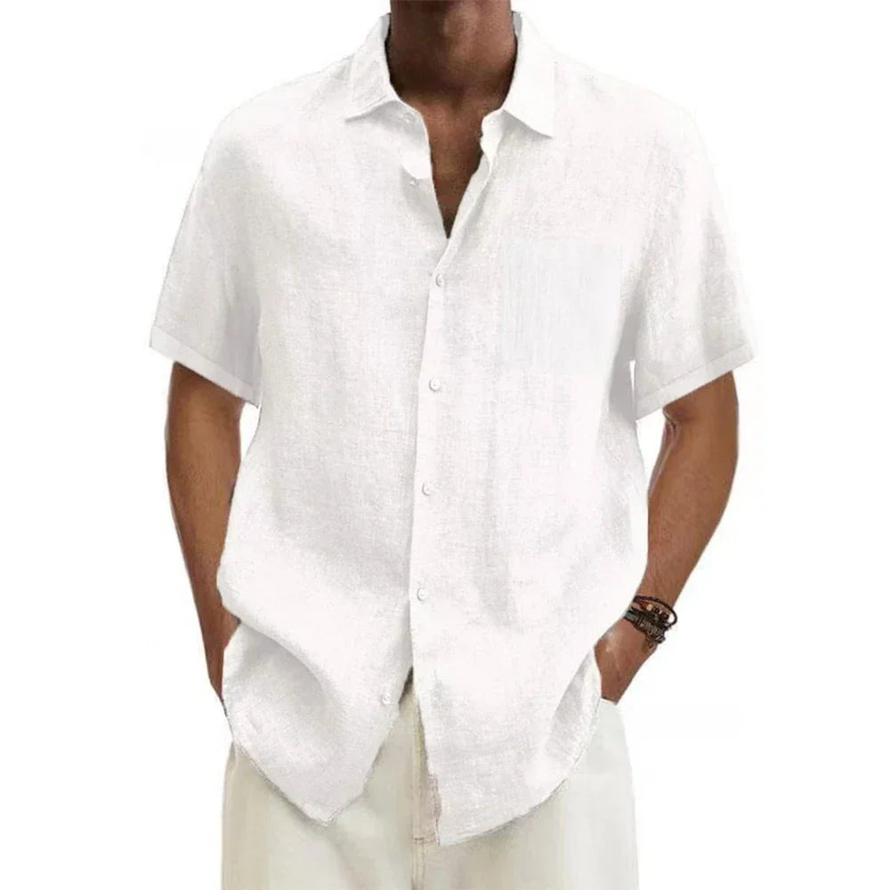 Levoire | Chemise En Lin Et Coton À Manches Courtes Blanc