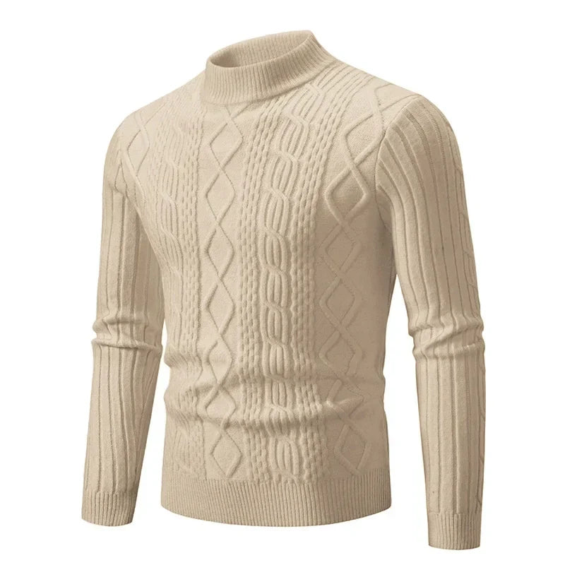 Levoire | Pull À Col Roulé Tricoté Décontracté Pour Hommes Khaki
