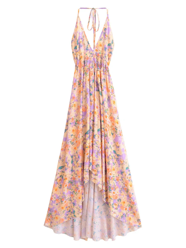 Levoire | Robe Longue Bohème Dos Ouvert Rose