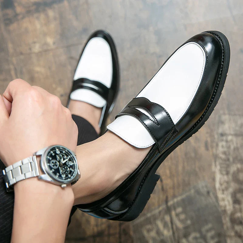 Levoire | Mocassins Pour Hommes En Cuir Noir Et Blanc