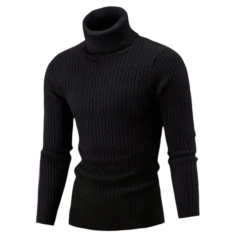Levoire | Pull Col Roulé Homme Slim Fit En Tricot Noir