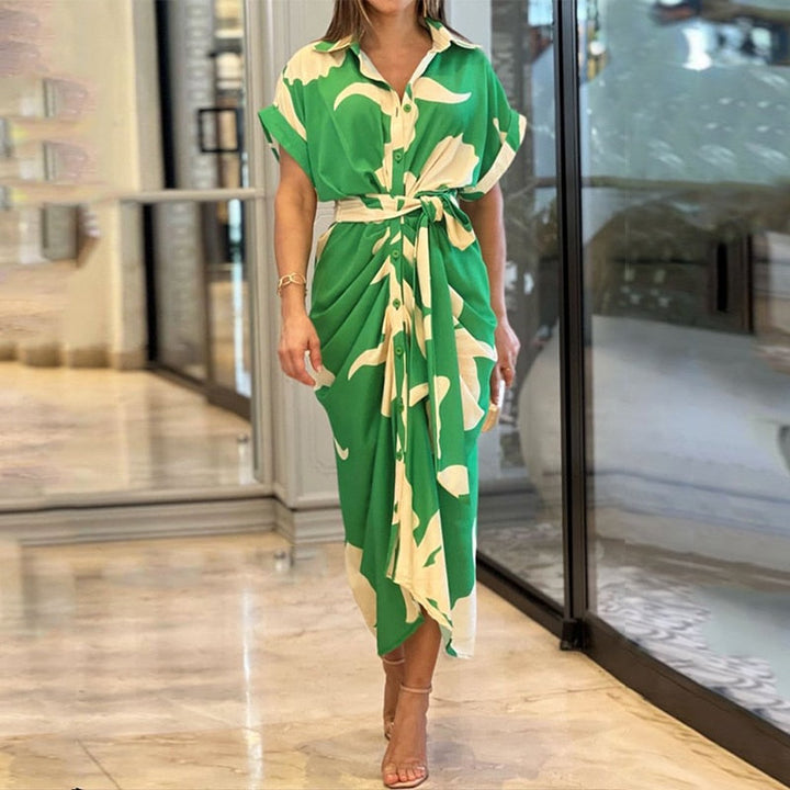 Levoire | Imprimé Flora Robe Longue À Col Court Vert