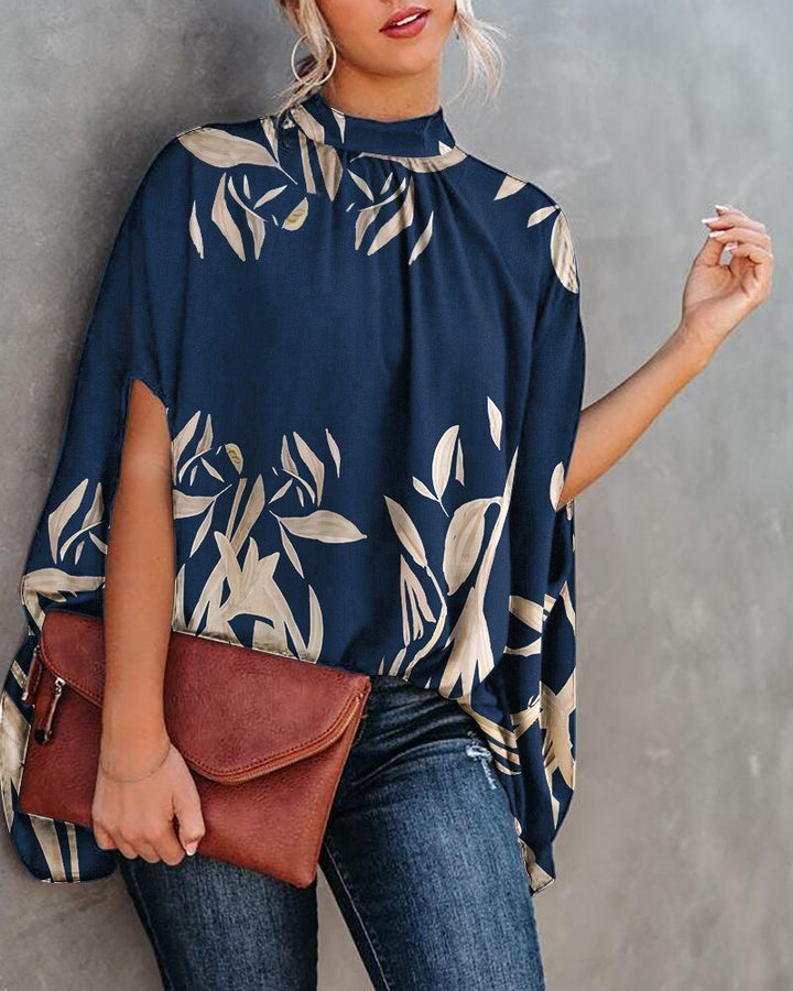 Levoire | Chemisier Ample Avec Manches Chauve-Souris Pour L'Été Mode Décontractée Streetwear Top Bleu