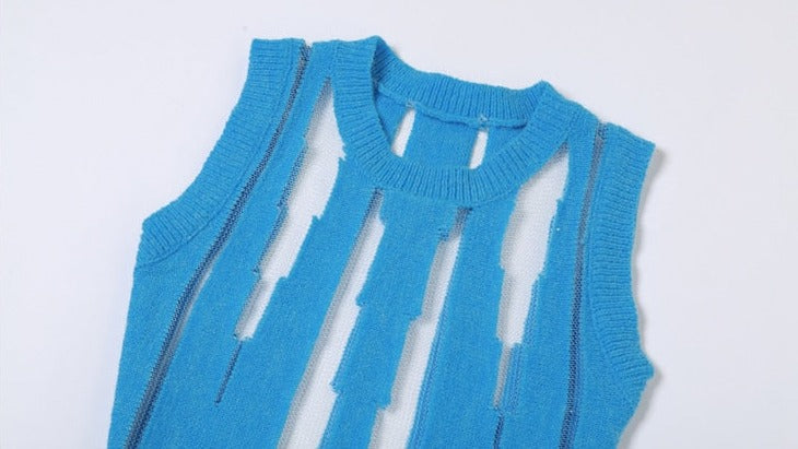 Levoire | Robe Midi Tricotée À Manches Transparentes Et Fendue