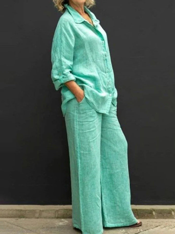 Levoire | Collection Vintage Lin En Deux Pièces Pour Femmes Vert clair