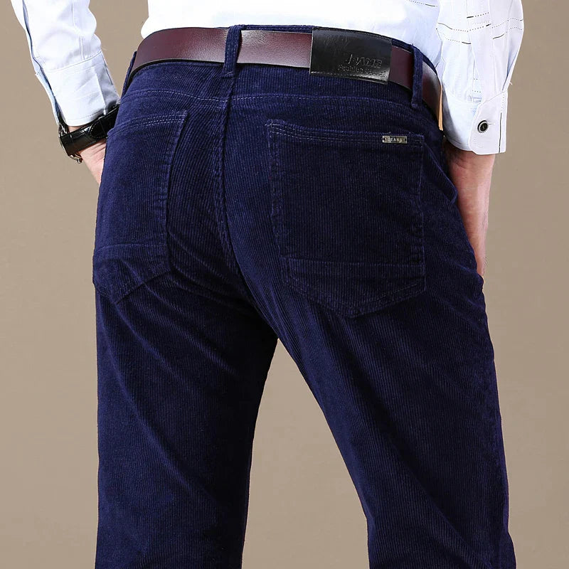 Levoire | Pantalons En Velours Côtelé Élastiques Pour Hommes Bleu