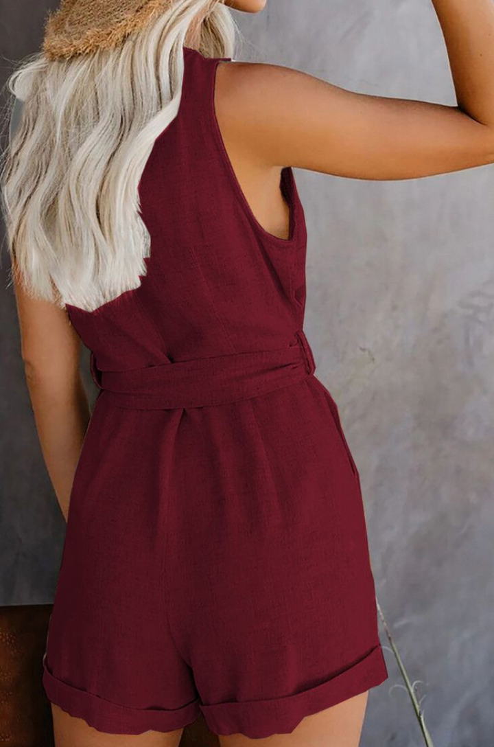 Levoire | Combinaison Elegante Decollete En V Et Ceinture À Nouer Femmes