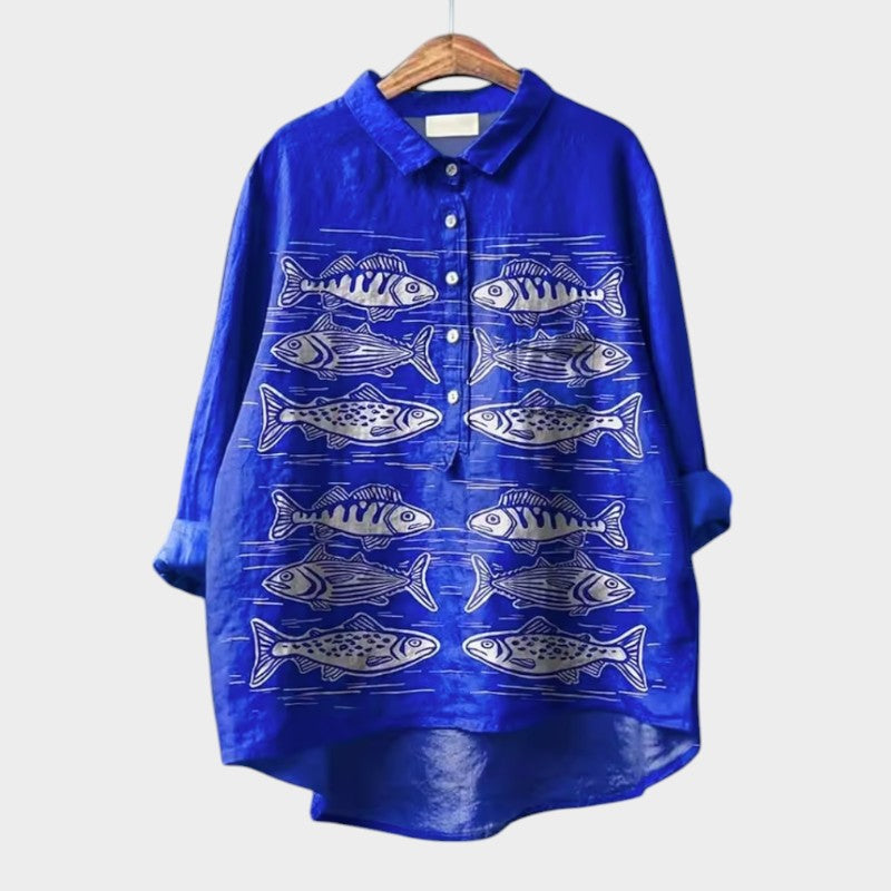 Levoire | Chemisier Intemporel Avec Col Fin Bleu foncé
