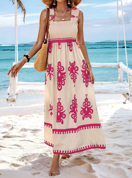 Levoire | Robe D'Été Femme Longue Chic Avec Coupe Flatteuse - Maxi Rose