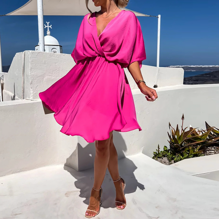 Levoire | Robe Portefeuille En Satin Luxueux Rosa