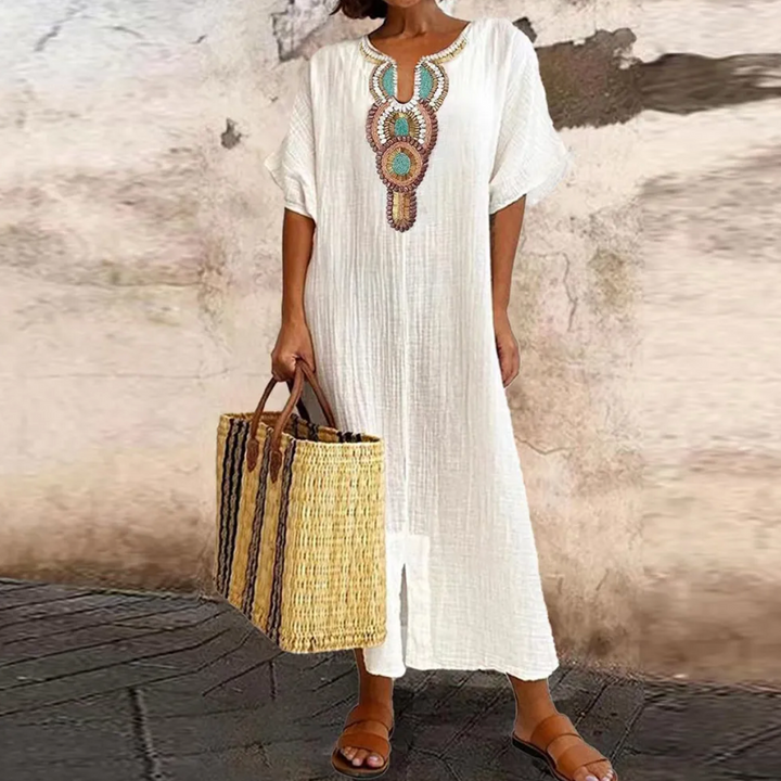 Levoire | Robe Maxi à Manches Mi-Longues Blanc