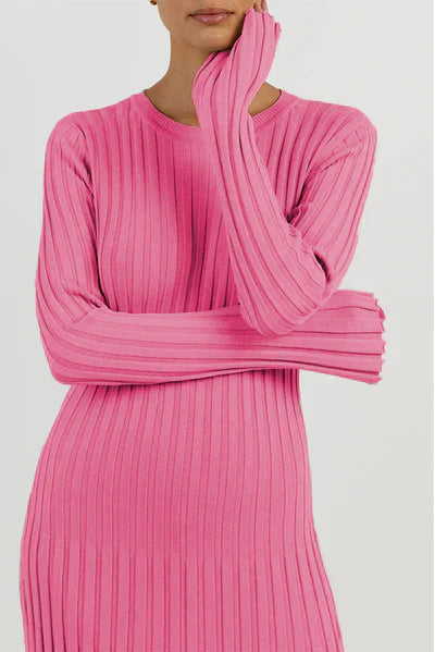 Levoire | Maxi Robe En Tricot Rosa