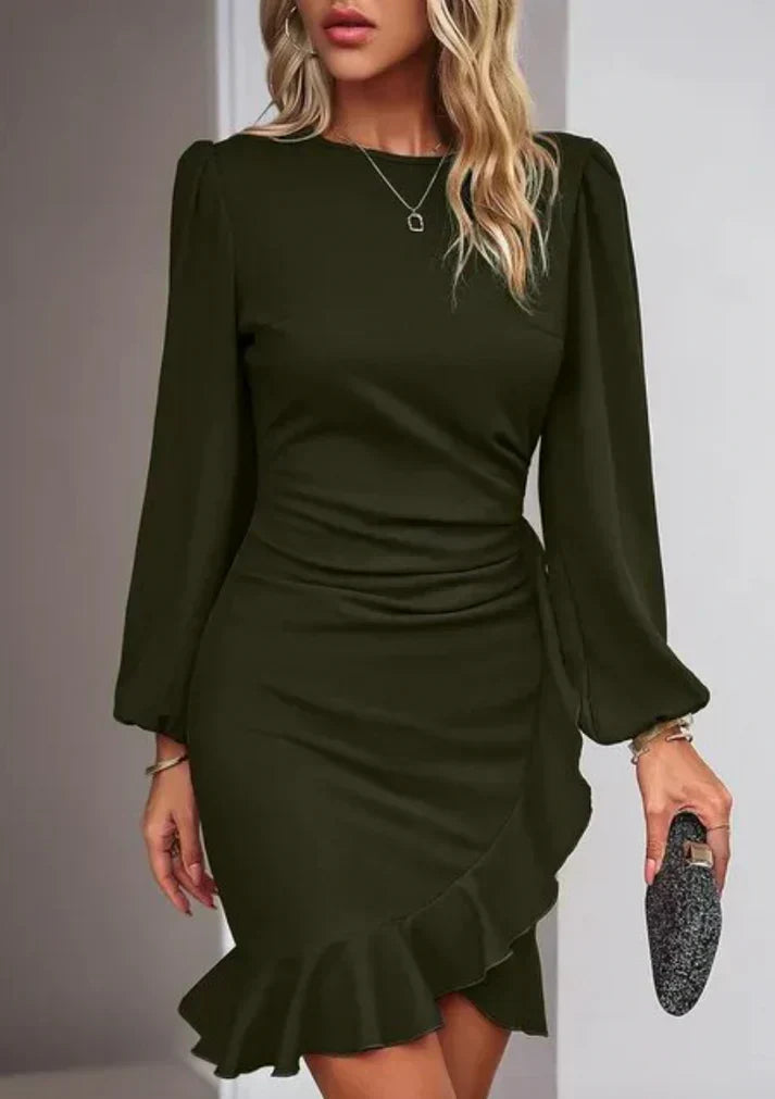 Levoire | Robe Élégante À Manches Longues Vert olive