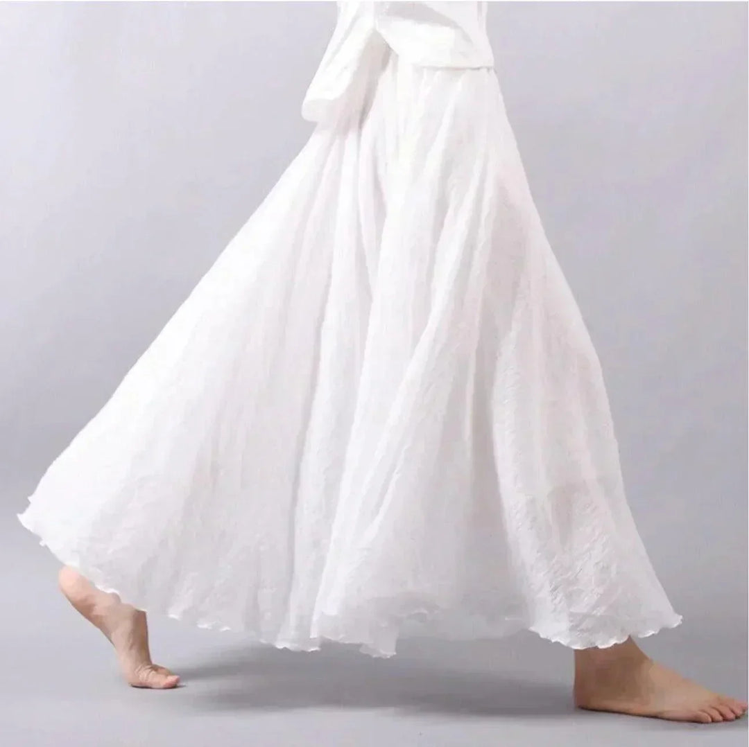 Levoire | Robe Maxi Pour Femmes Montagnes Russes Taille Haute Blanc