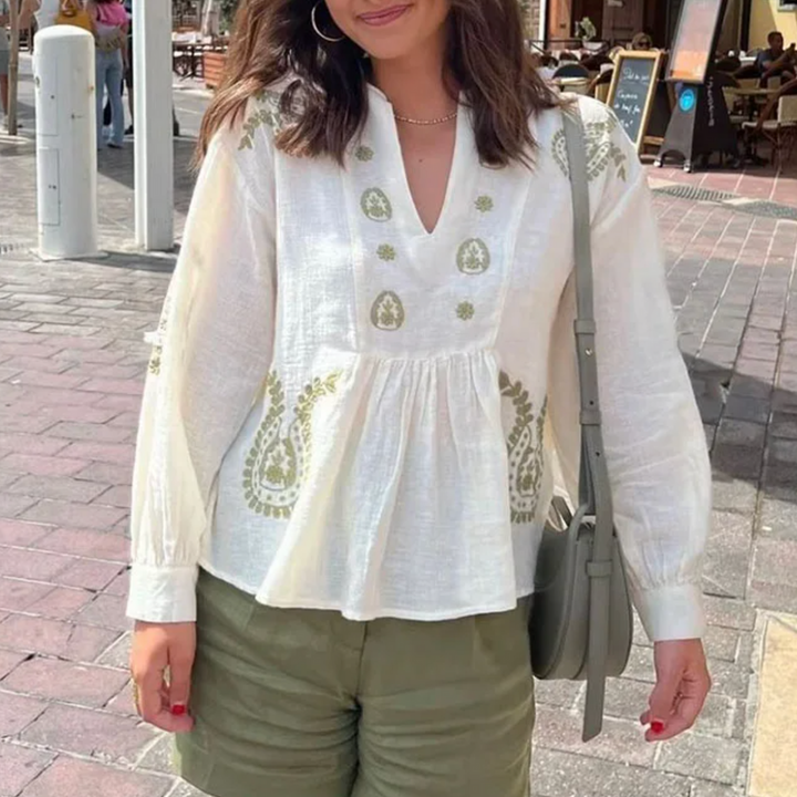 Levoire | Blouse Stylée Avec Une Magnifique Broderie Blanc