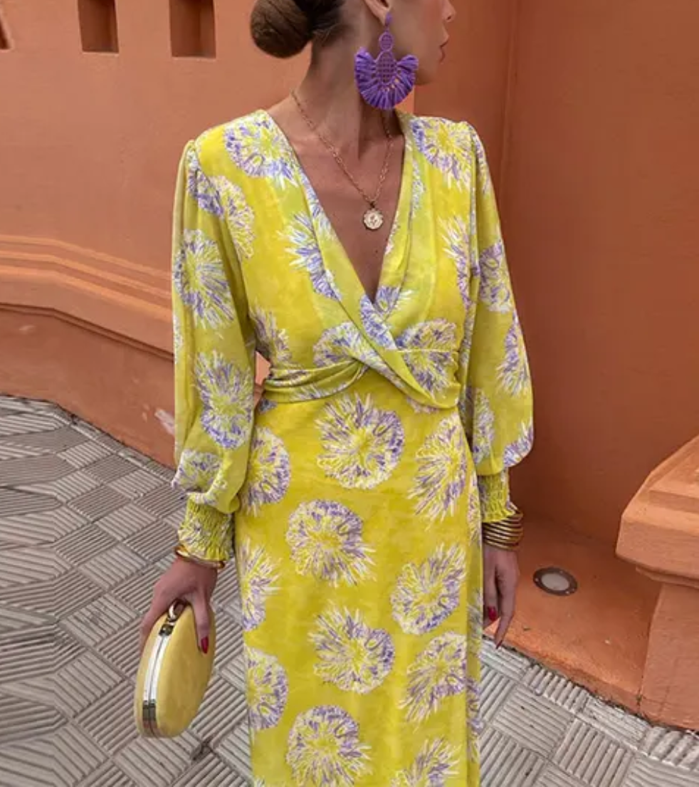 Levoire | Robe Midi Classique Femme Jaune