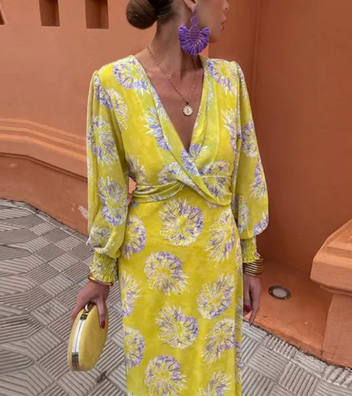 Levoire | Robe Midi Classique Femme Jaune