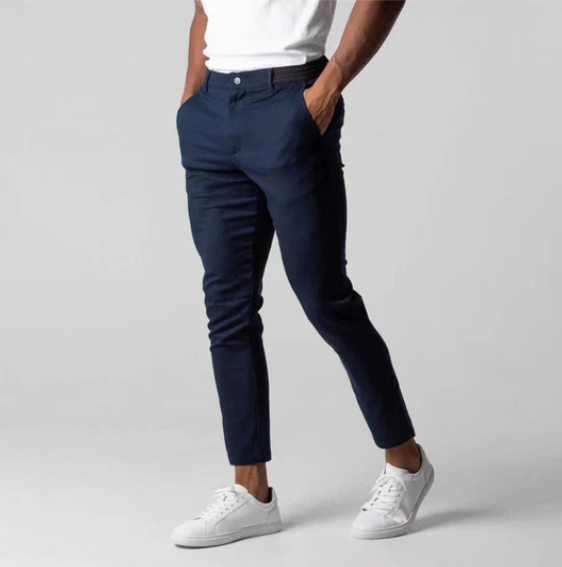 Levoire | Exécutif Slim Fit Pantalons De Survêtement Avec Des Détails Élégants, Confort Et Classe Marine