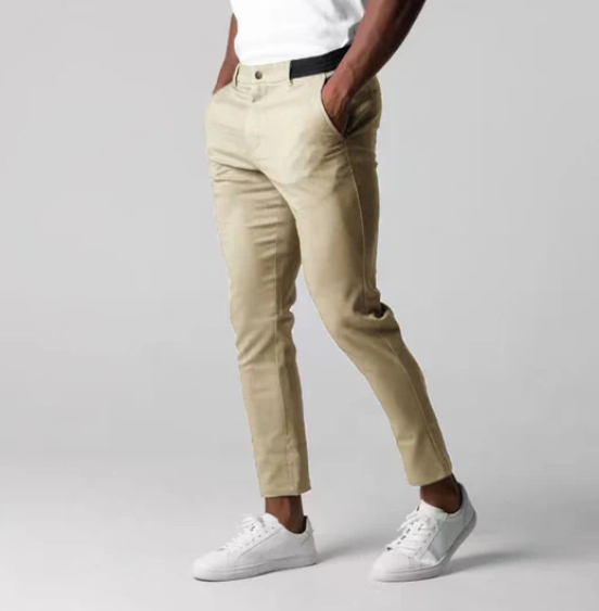 Levoire | Exécutif Slim Fit Pantalons De Survêtement Avec Des Détails Élégants, Confort Et Classe Beige