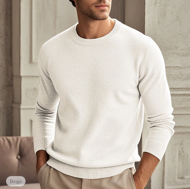 Levoire | Pull En Cachemire Luxueux À Col Rond Pour Hommes Blanc