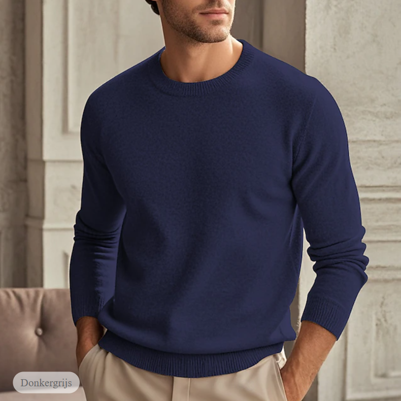Levoire | Pull En Cachemire Luxueux À Col Rond Pour Hommes Bleu foncé