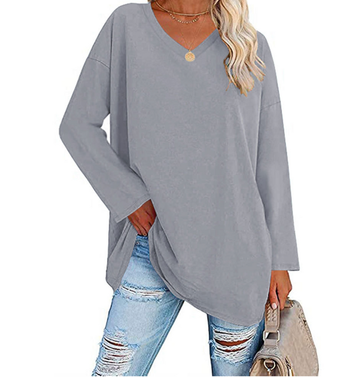 Levoire | Pull Grande Taille Avec Décolleté En V Pour Dames Gris