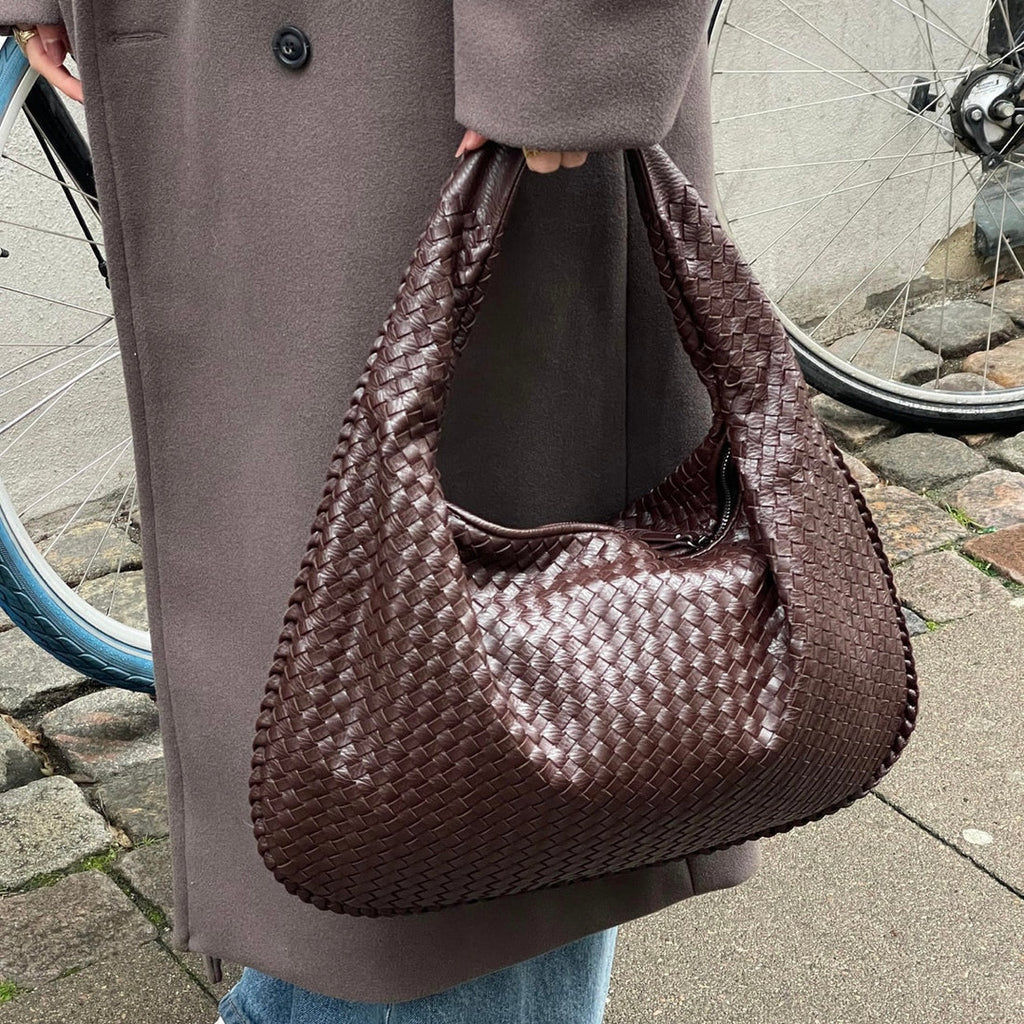 Levoire | Grand Un Ceinture Sac Tissé Simili Cuir Sacs Braun